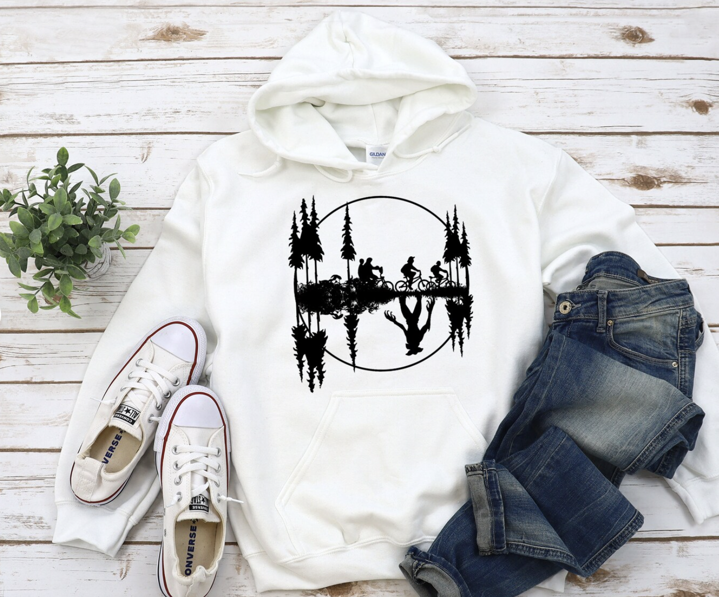 Bicycle Through the Upside Down Unisex Hoodie Sweatshirt