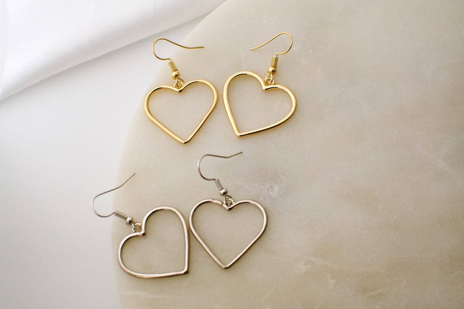 Small Dangling Heart Earrings
