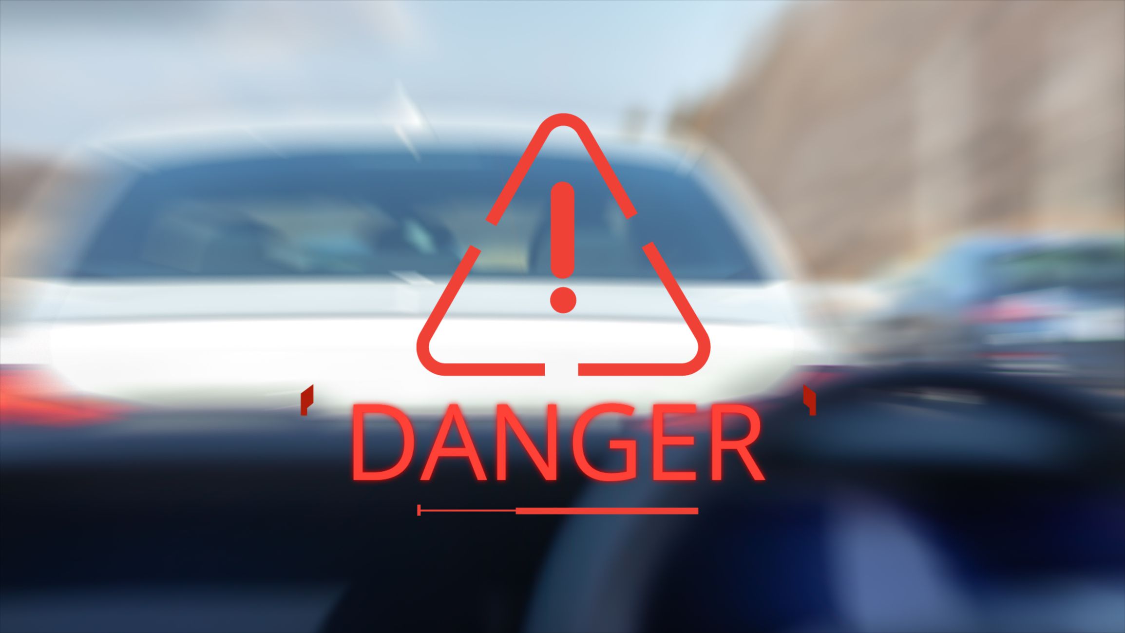 Danger warning sign when close distance on the road. Japanese society problem.