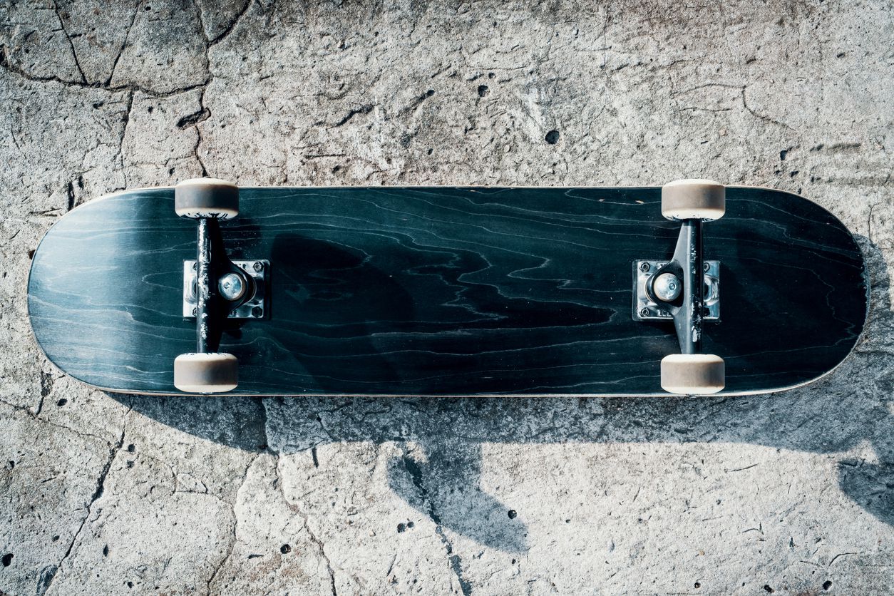 A black skateboard deck.