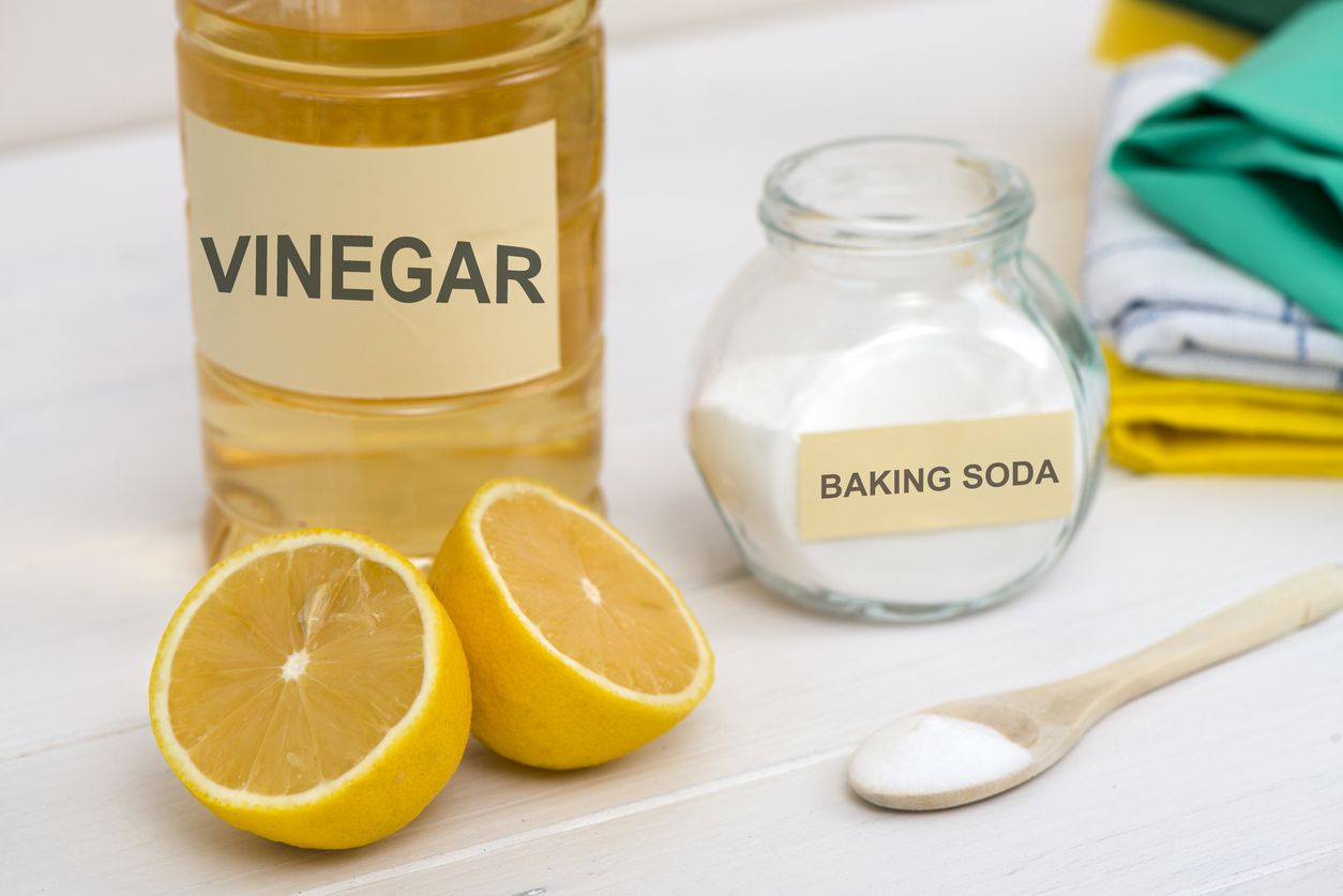 Homemade cleaning solution ingredients.