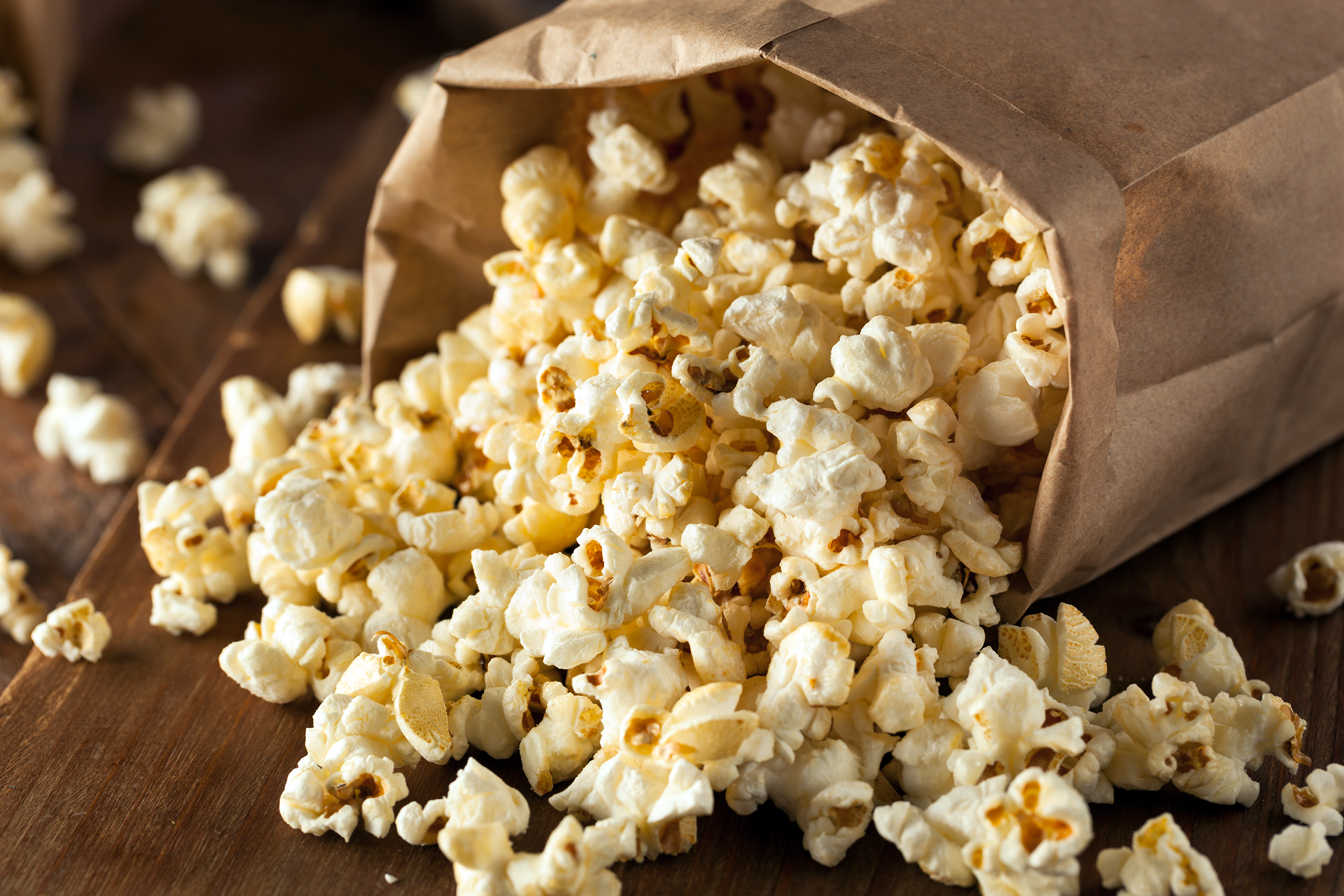 Popcorn in a paper bag