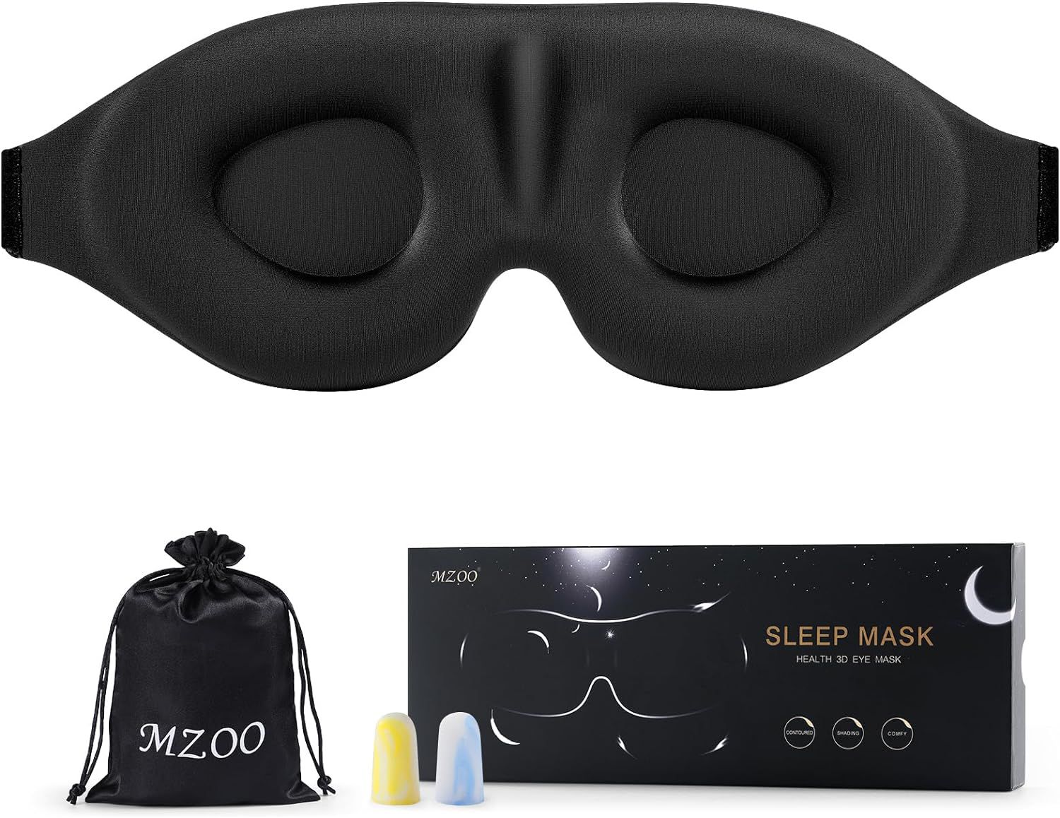 An image of a black colored eye mask.