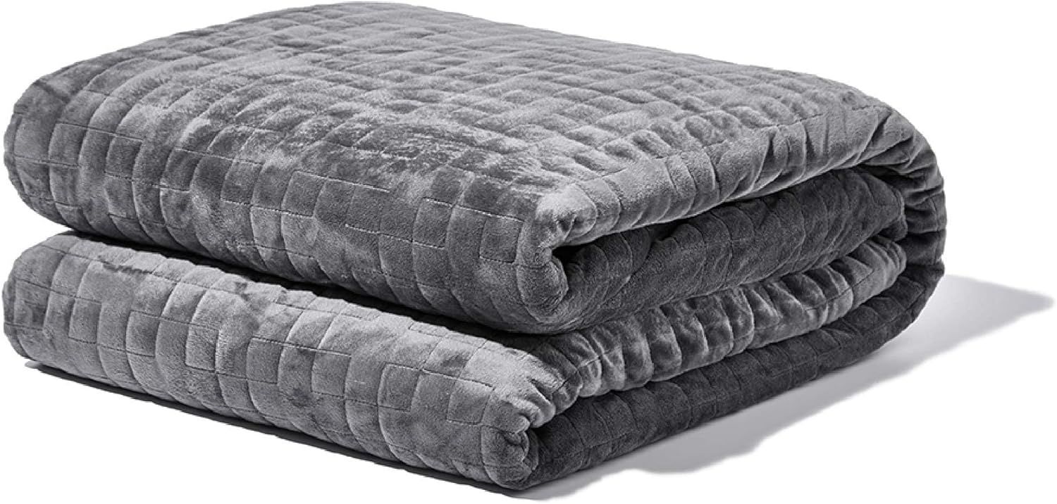 An image of a gray-colored weighted blanket.