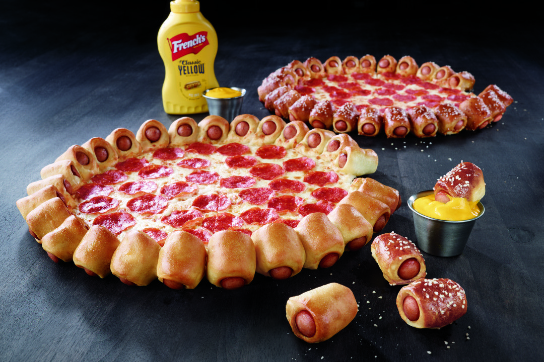 Hot Dog Stuffed Crust Pizza
