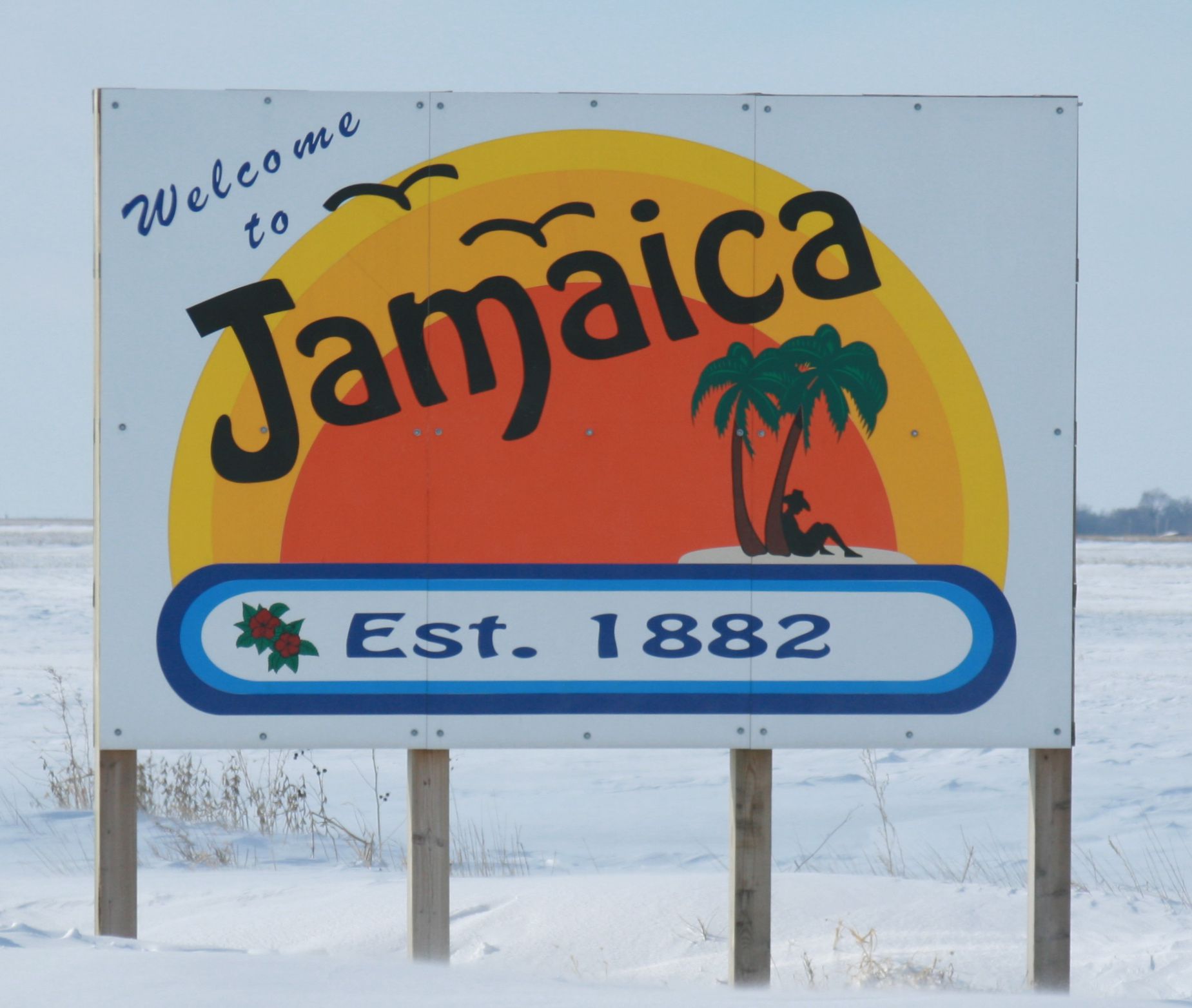 Sign along State Highway 141 at the junction leading to Jamaica, Iowa. Photo taken for www.randomiowa.com.