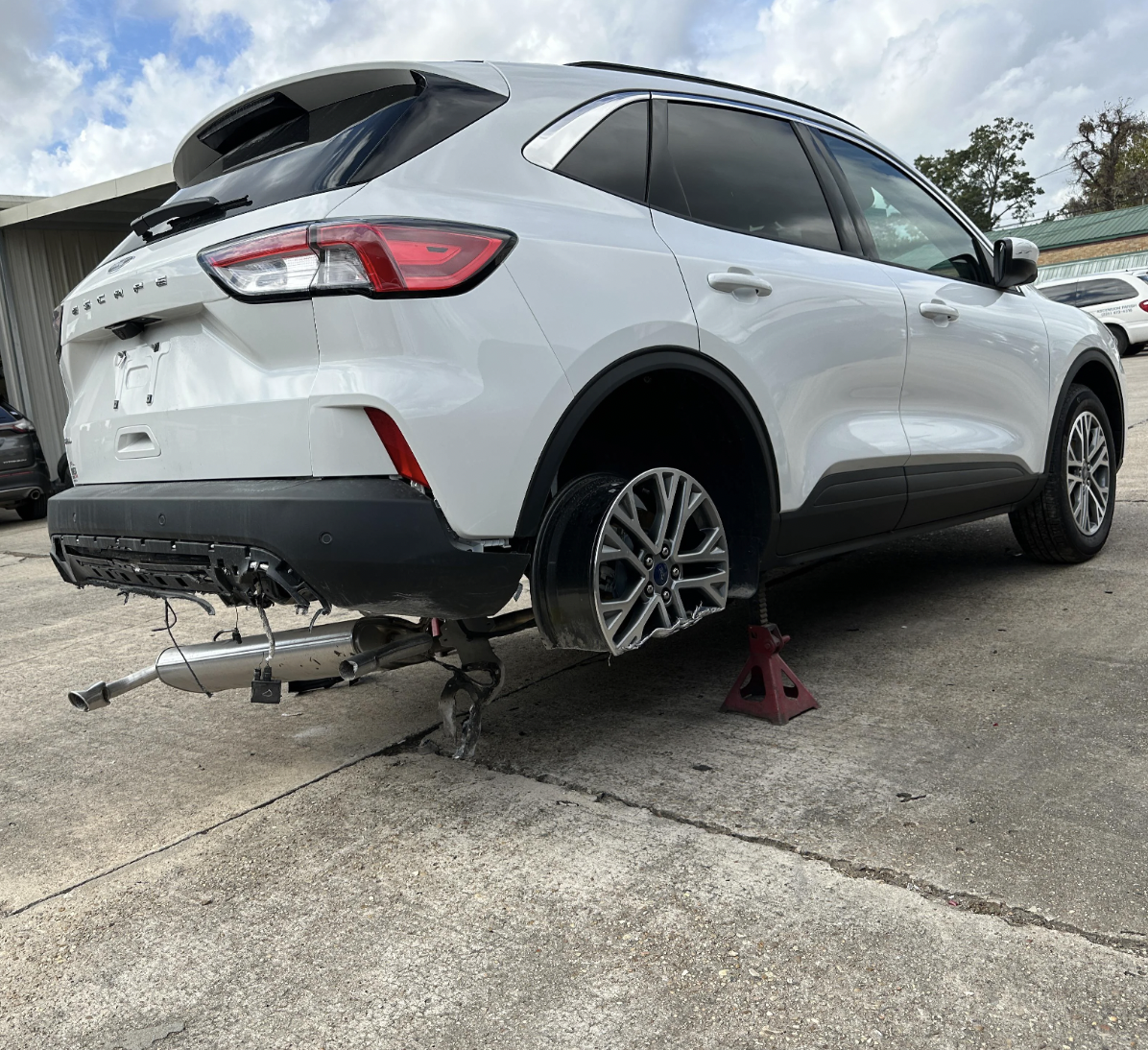 A Ford Escape that had its back completely wrecked.