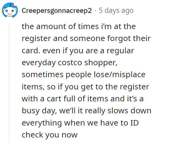 reddit screenshot about costco scanning membership cards at register