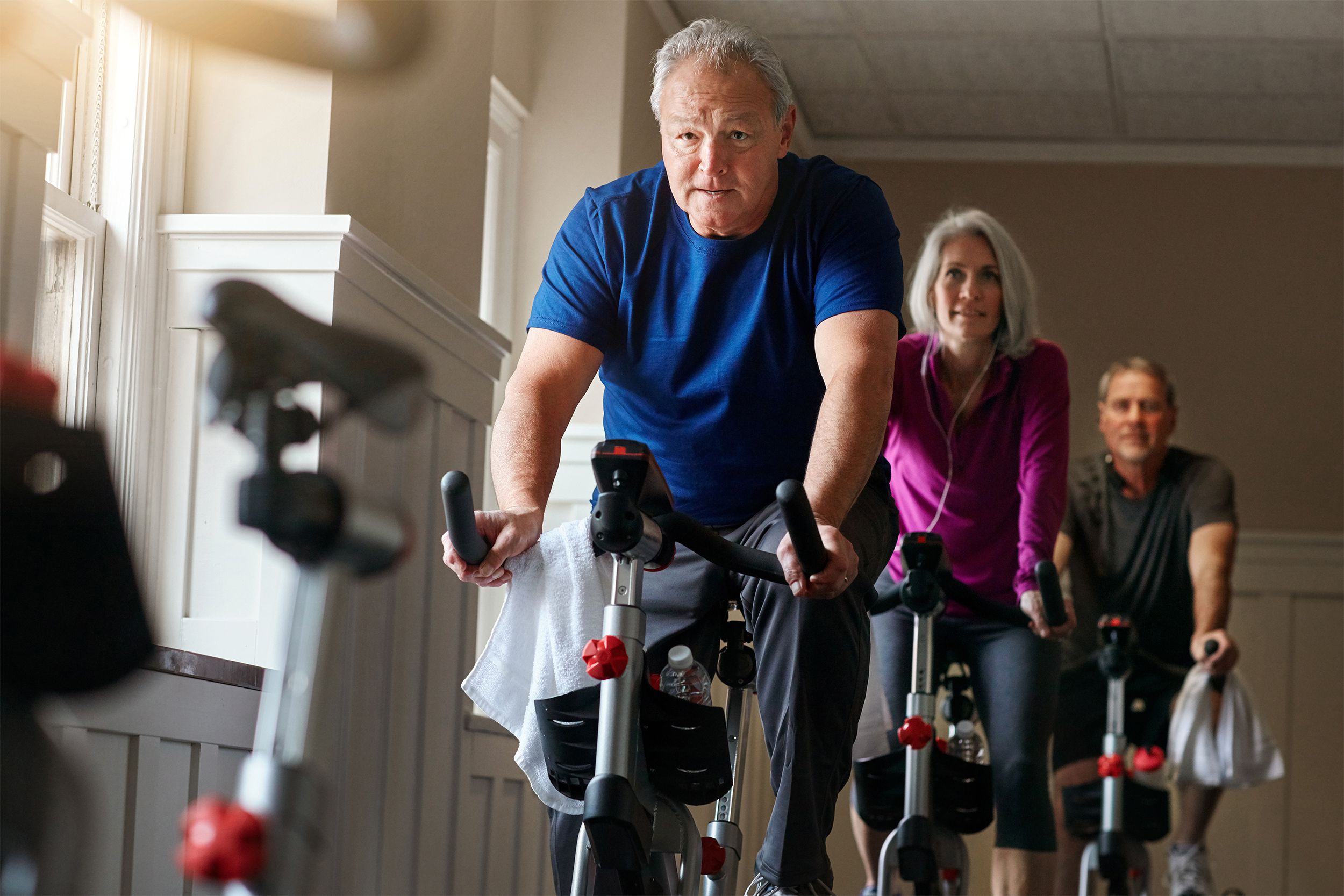 Senior in a spin class