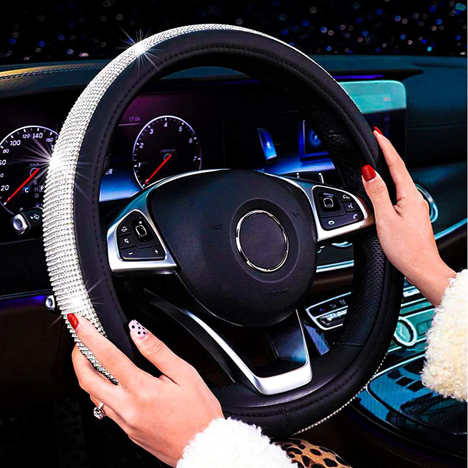Shiny rhinestone steering wheel cover