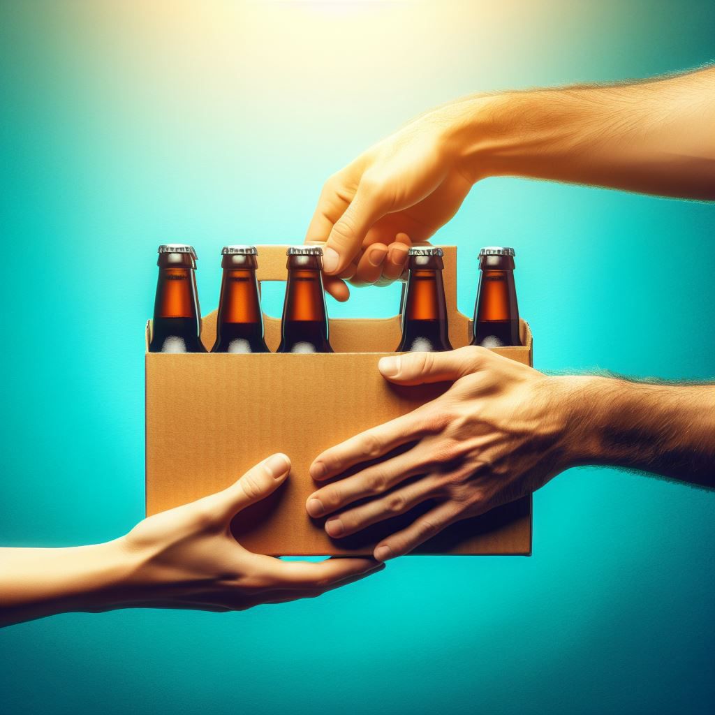 Beer case handoff AI image