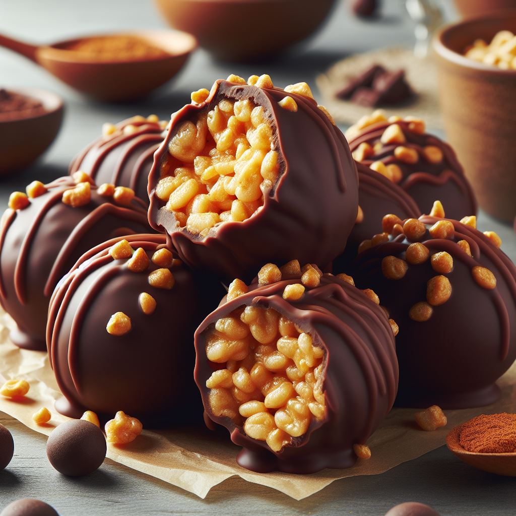 chocolate covered peanut butter rice krispie balls