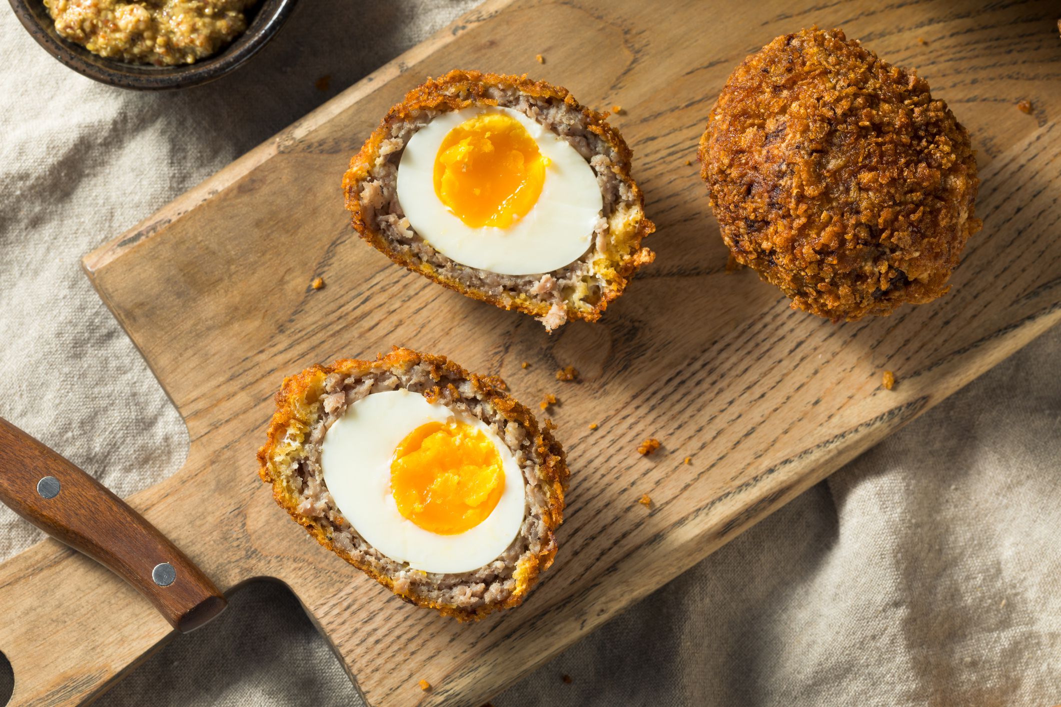 Homemade English Scotch Eggs Wrapped in Sausage