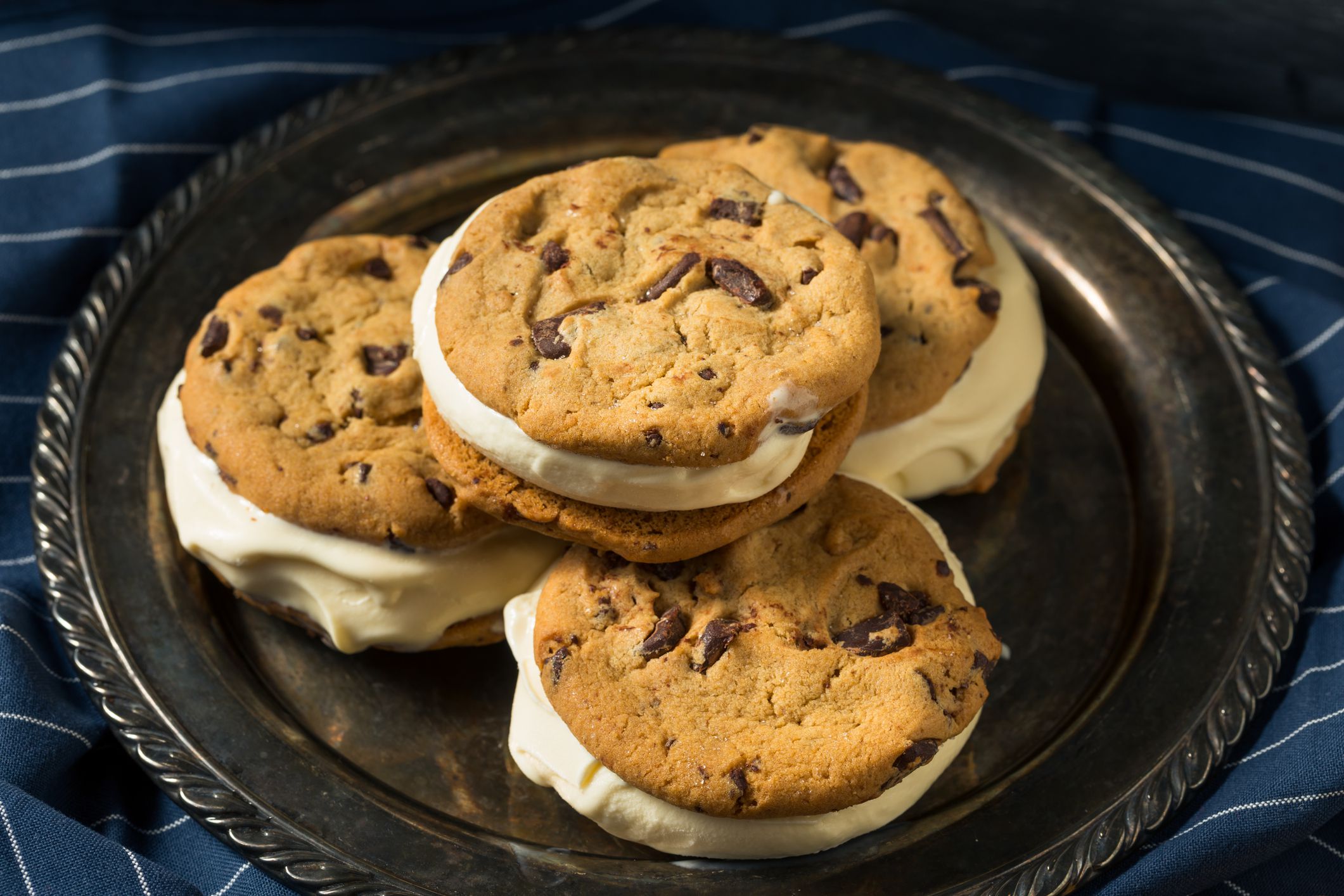 Homemade Ice Cream Sandwiches with Chocolate Chip Cookies