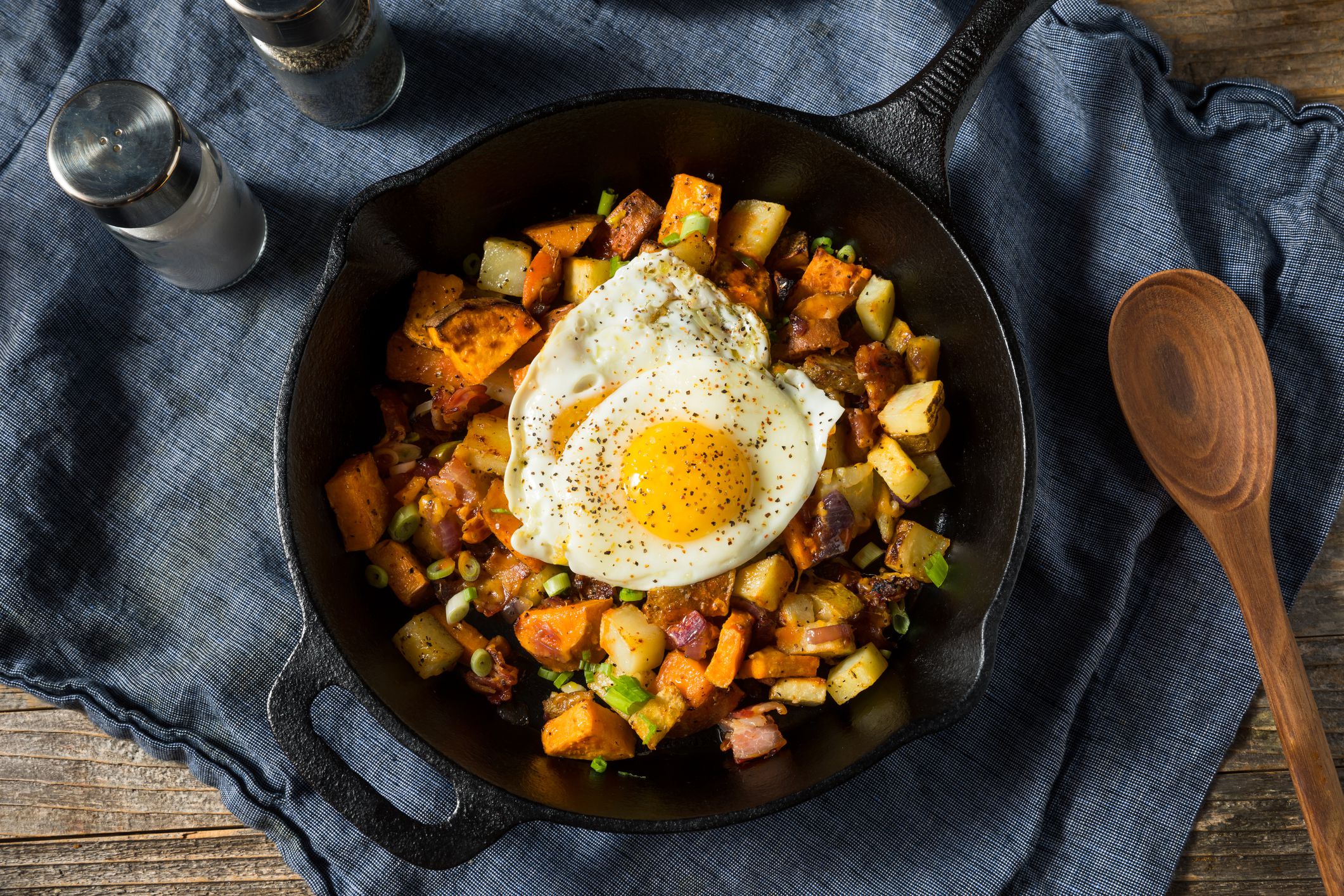 Homemade Healthy Sweet Potato Hash with Fried Eggs