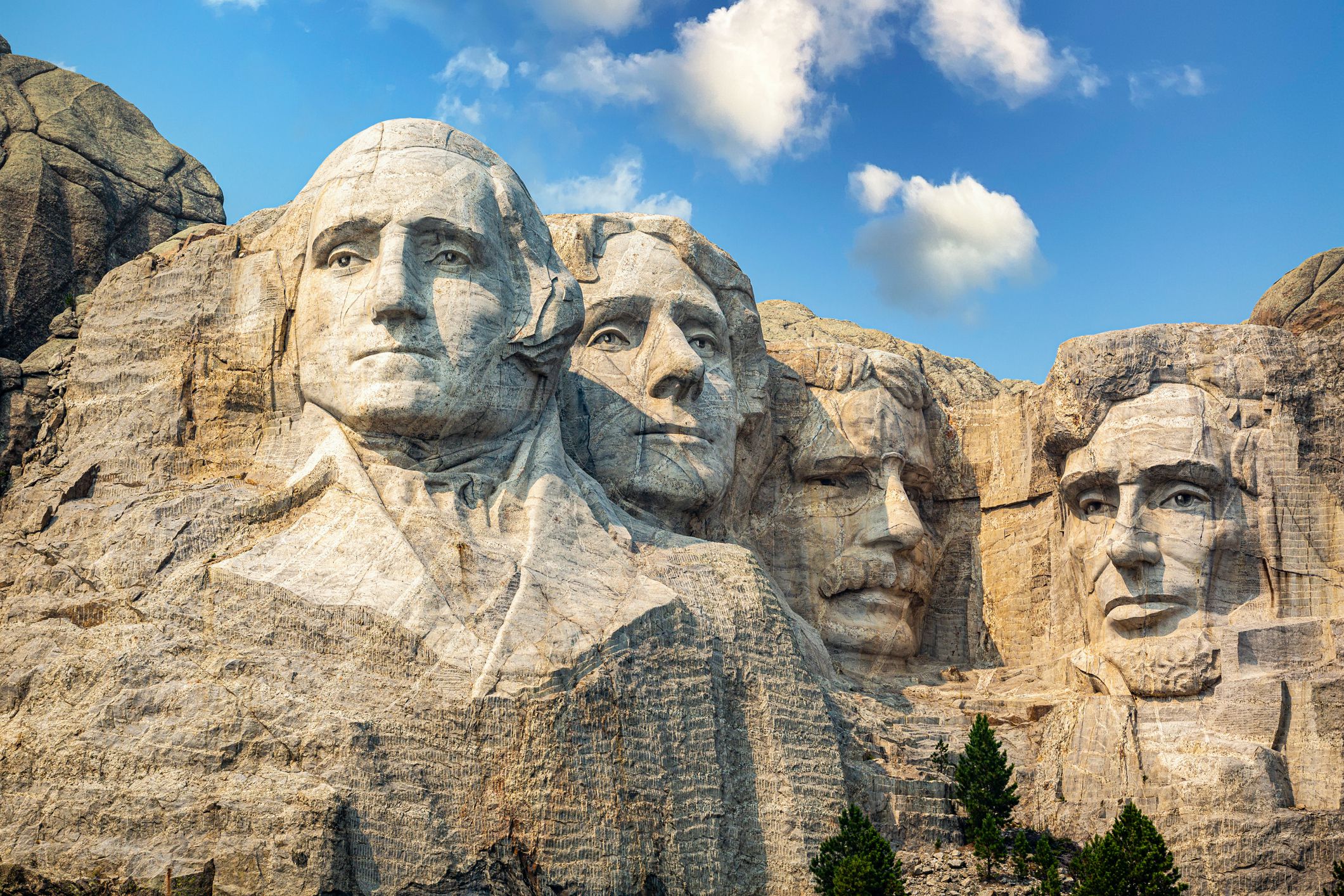 Mt. Rushmore National Memorial Park in South Dakota. Mount Rushmore National Memorial is centered on a colossal sculpture carved into the granite in the Black Hills in Keystone, South Dakota