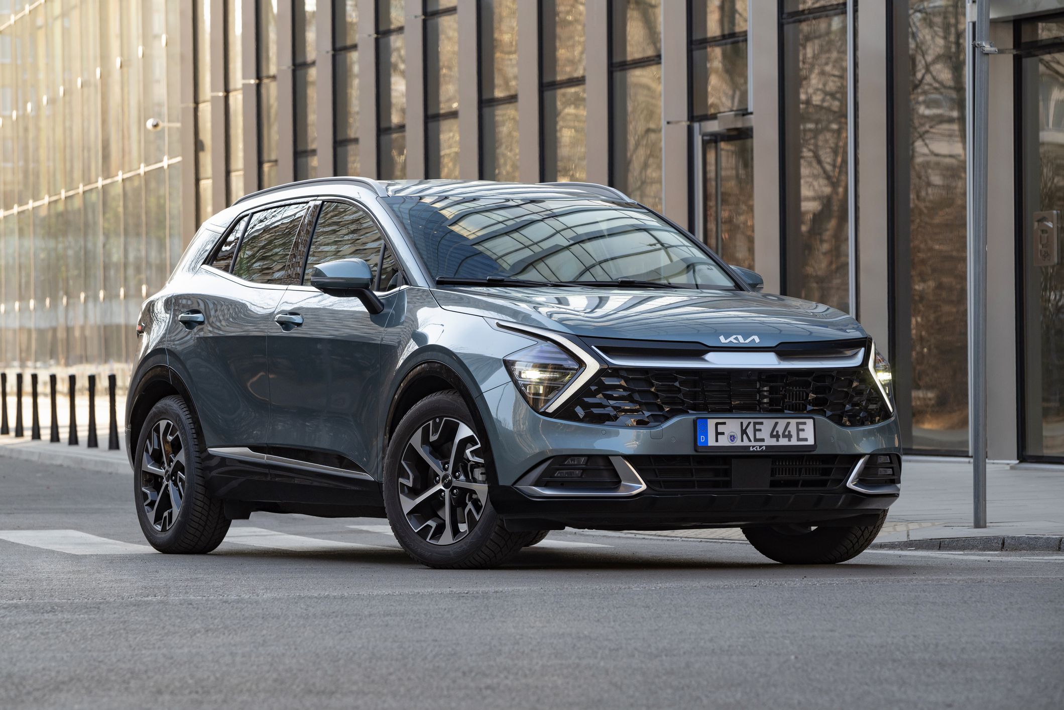 Berlin, Germany - 20 March, 2022: Kia Sportage stopped on a street. This model is one of the most popular compact SUV vehicles in Europe.