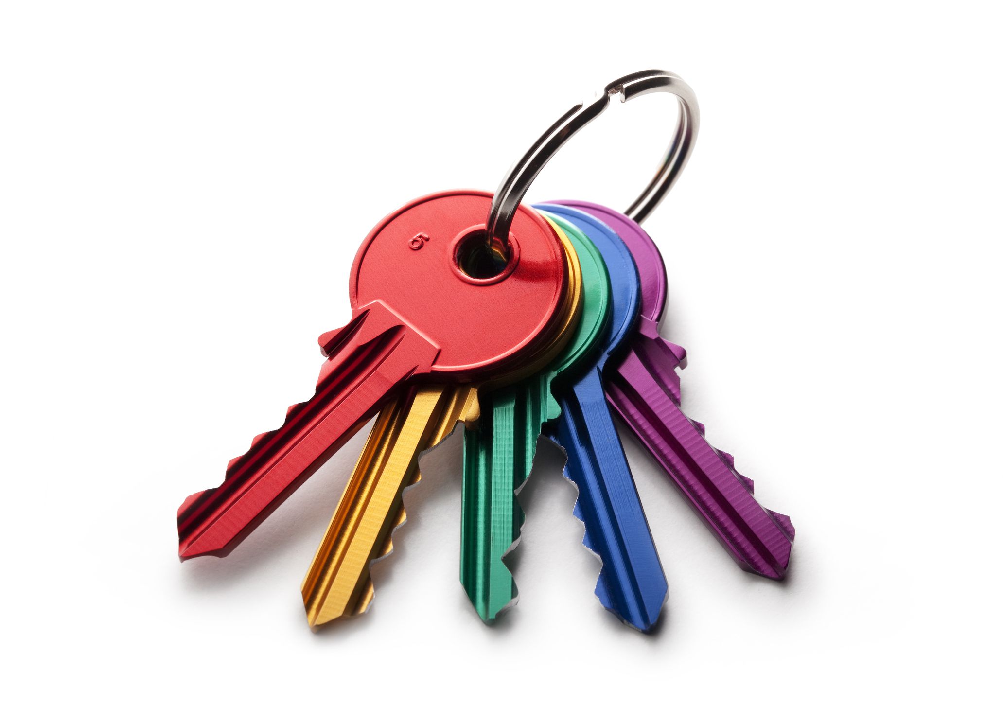 Aluminum keys isolated on white background.
