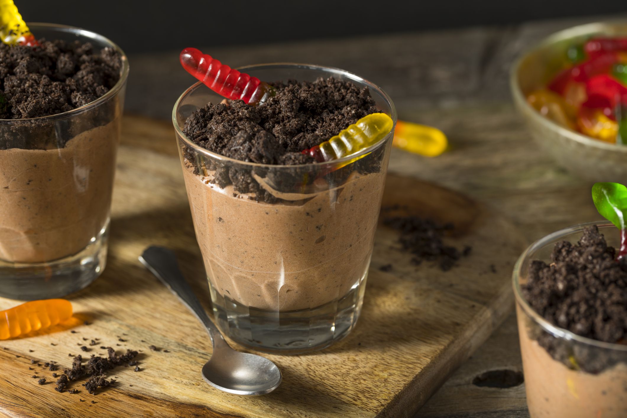 Homemade Chocolate Dirt Pudding with Gummy Worms
