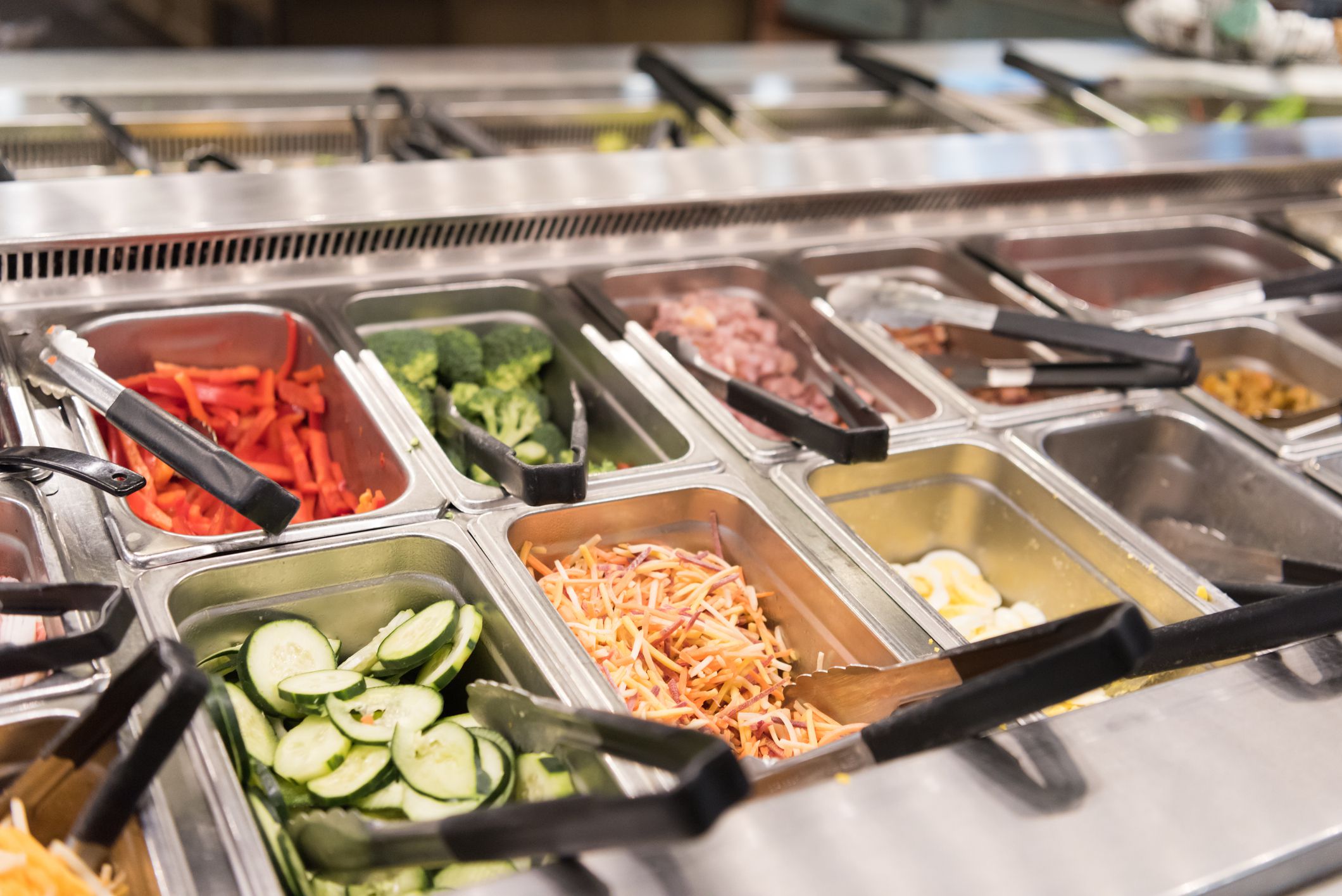 meals and salad in a self service area of a supermarket