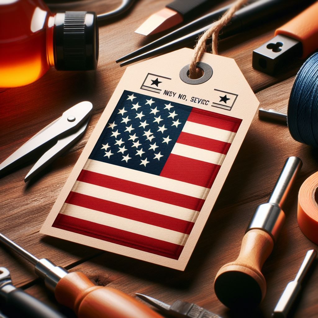 american flag label tag