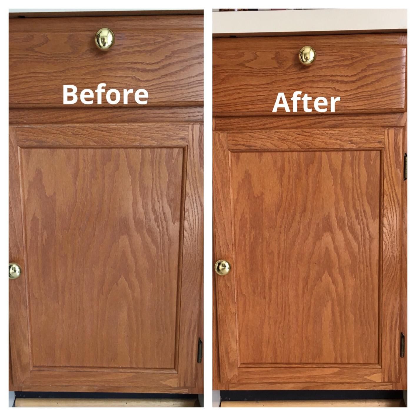 Howard Feed-N-Wax Wood Polish and Conditioner before and after photos