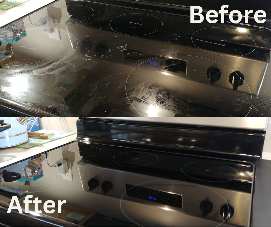 Weiman Cooktop Cleaner Max before and after photos