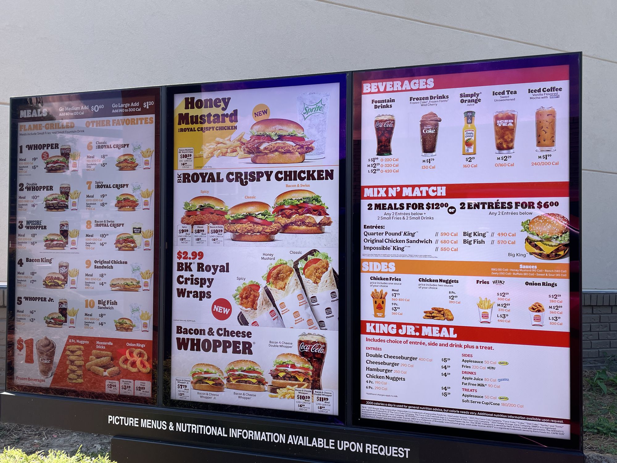 Burger King drive-thru menu board