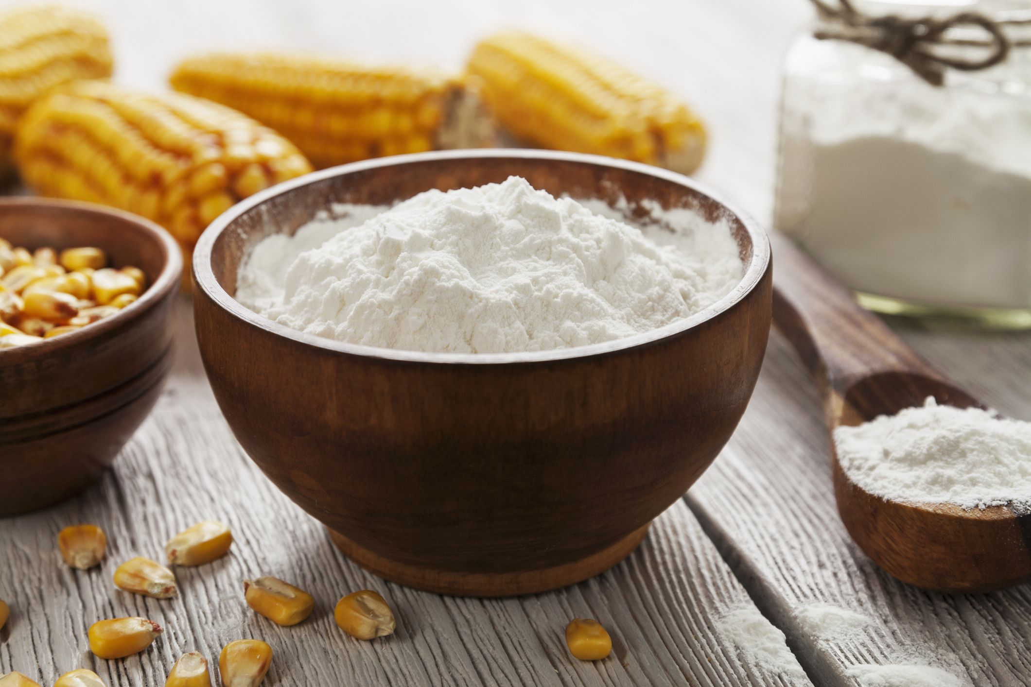 Starch and corn cob on the table