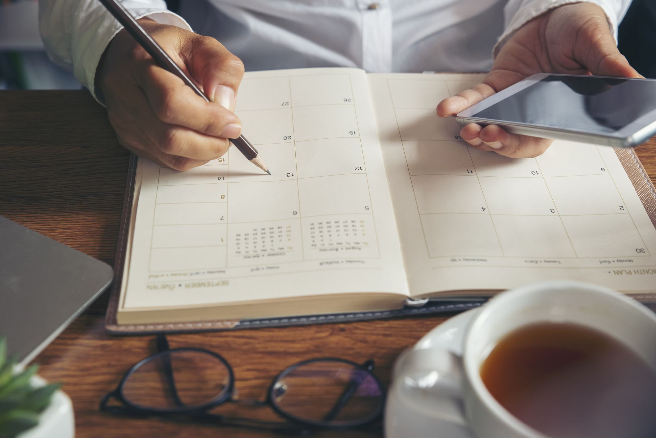 working in a planner