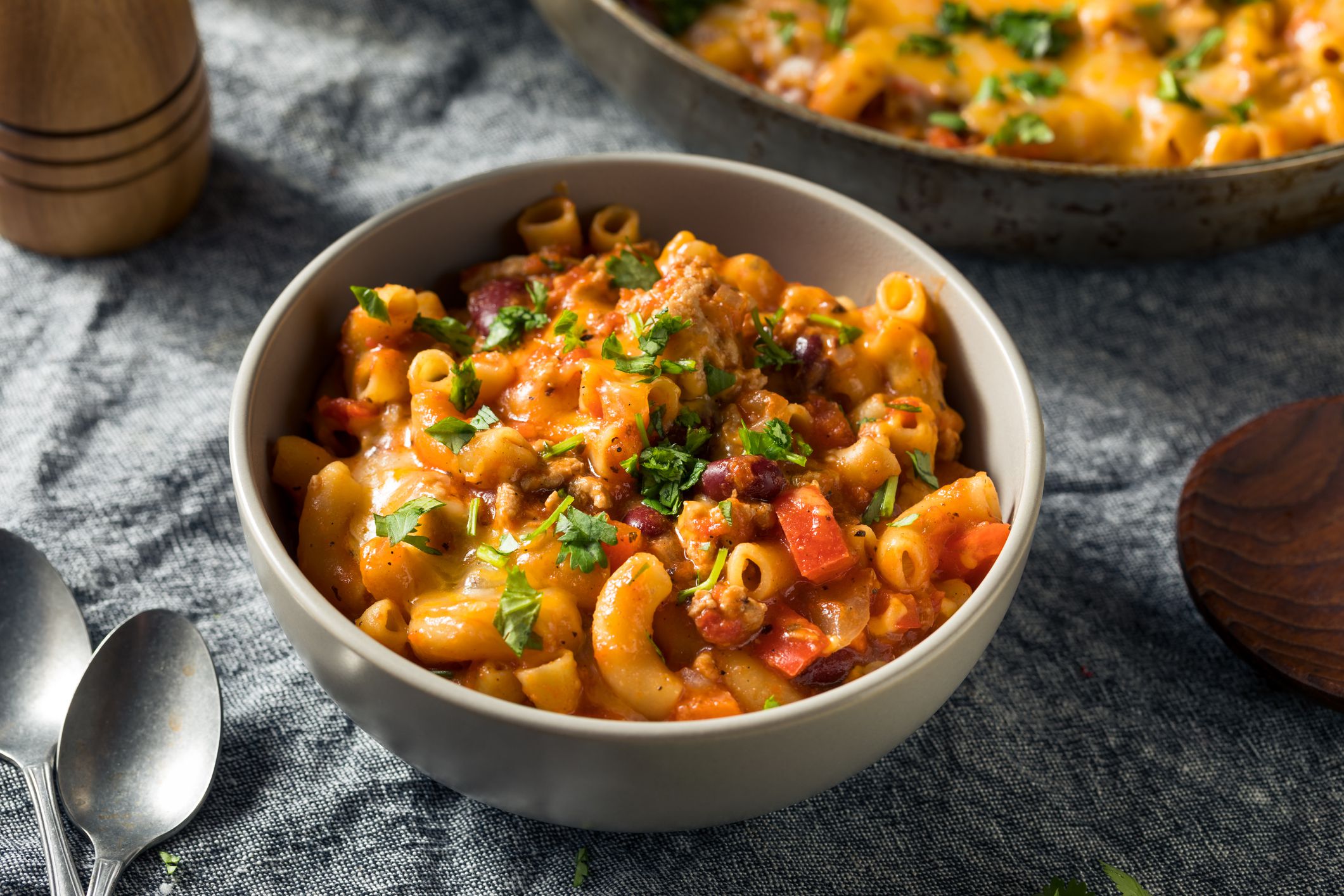 Homemade Chili Mac and Cheese with Cilantro
