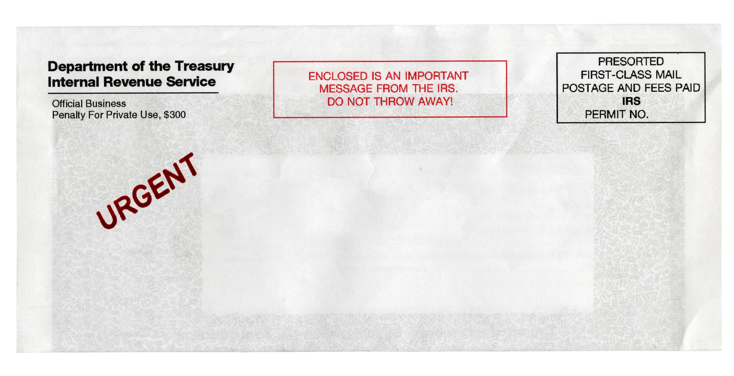 Envelope from the U.S. Internal Revenue Service with