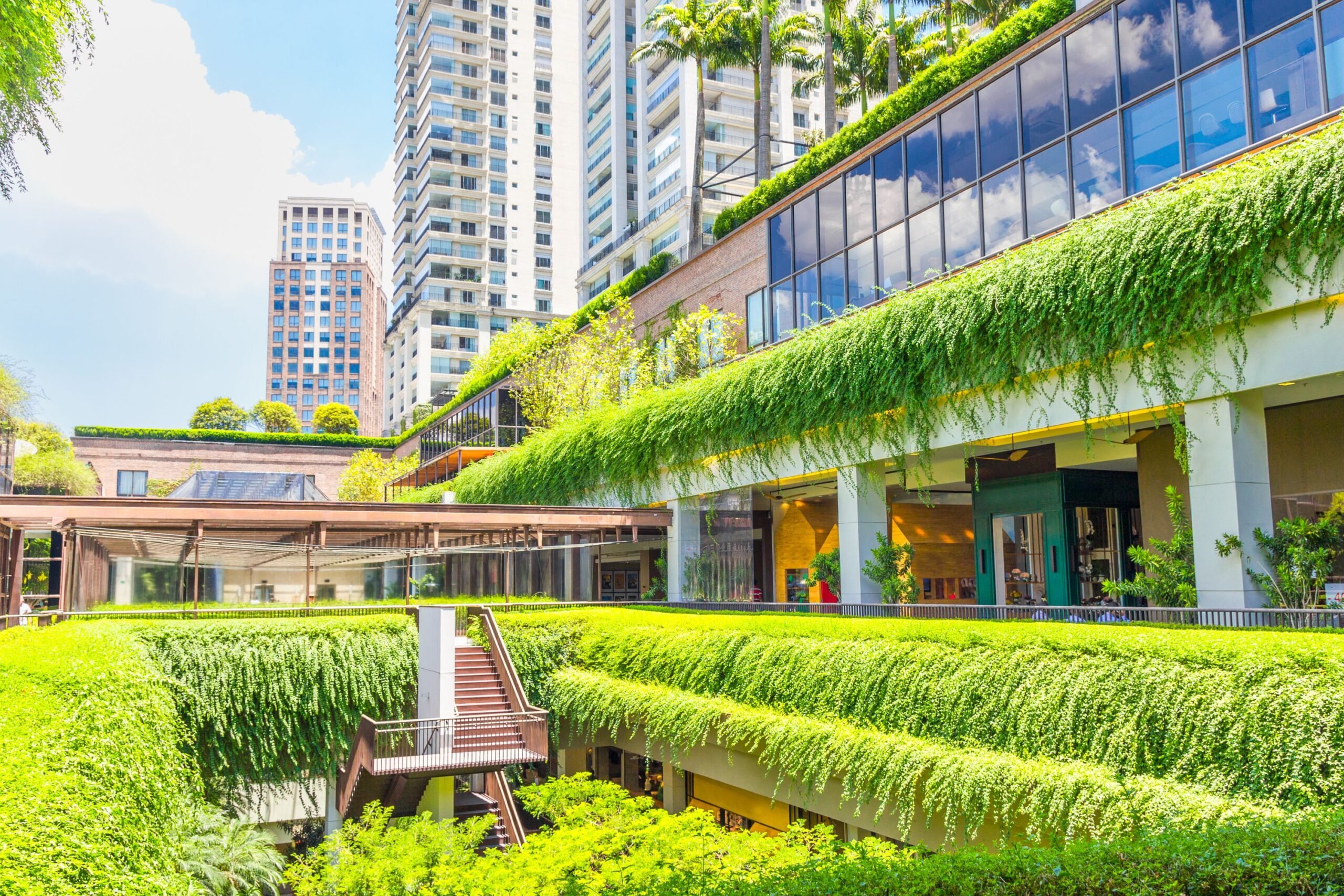Ecologic building shopping mall in Sao Paulo, Brazil