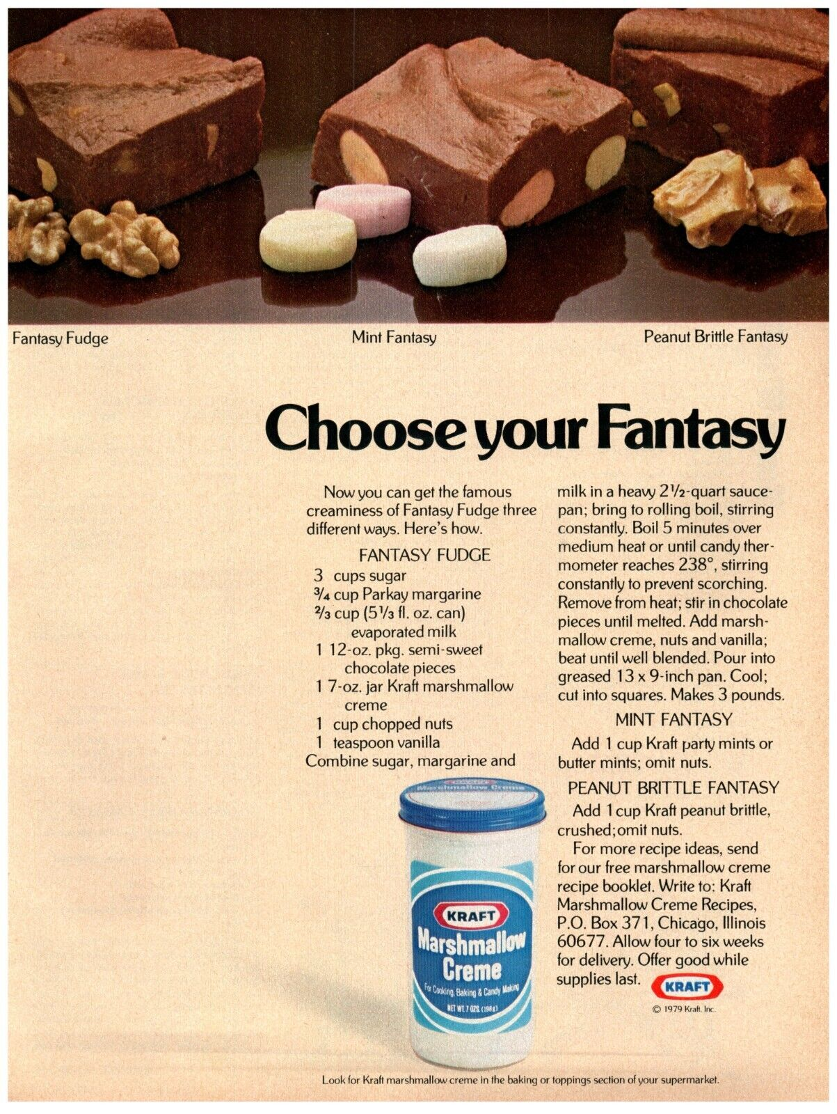 Kraft Marshmallow creme ad fantasy fudge