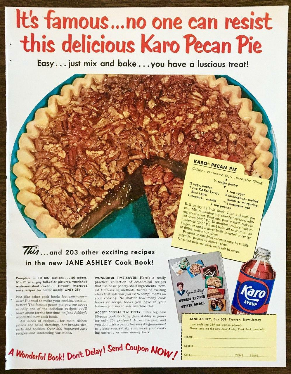 Karo pecan pie vintage ad