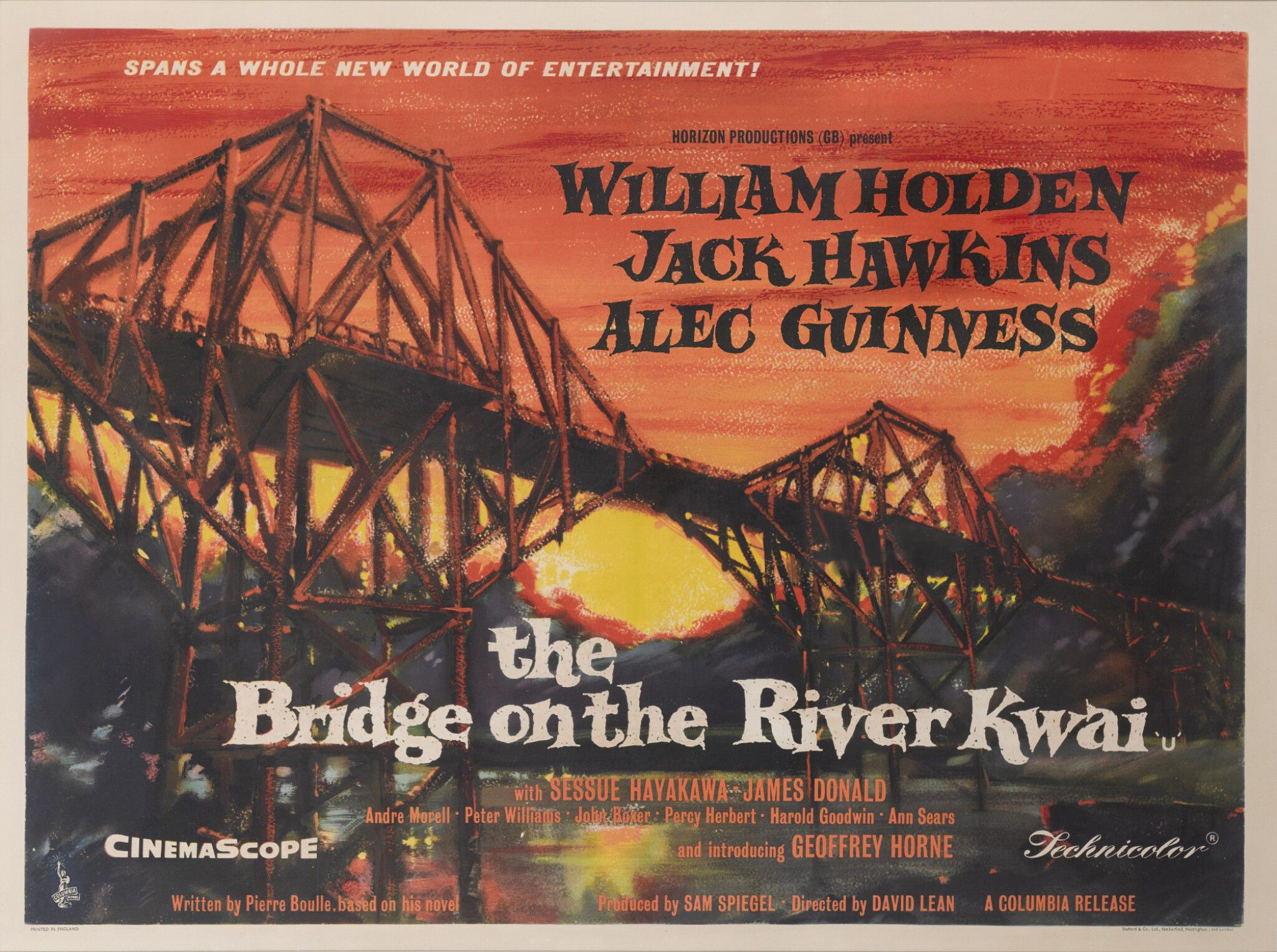 Movie poster for the 1957 movie, The Bridge on the River Kwai