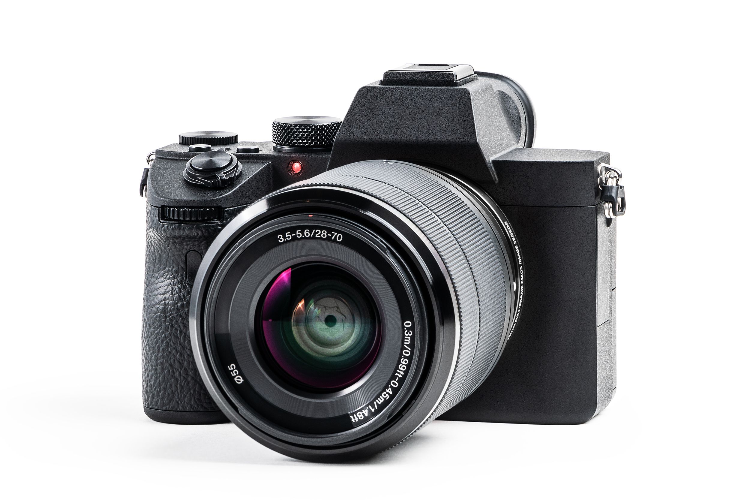 DSLR camera on a white background