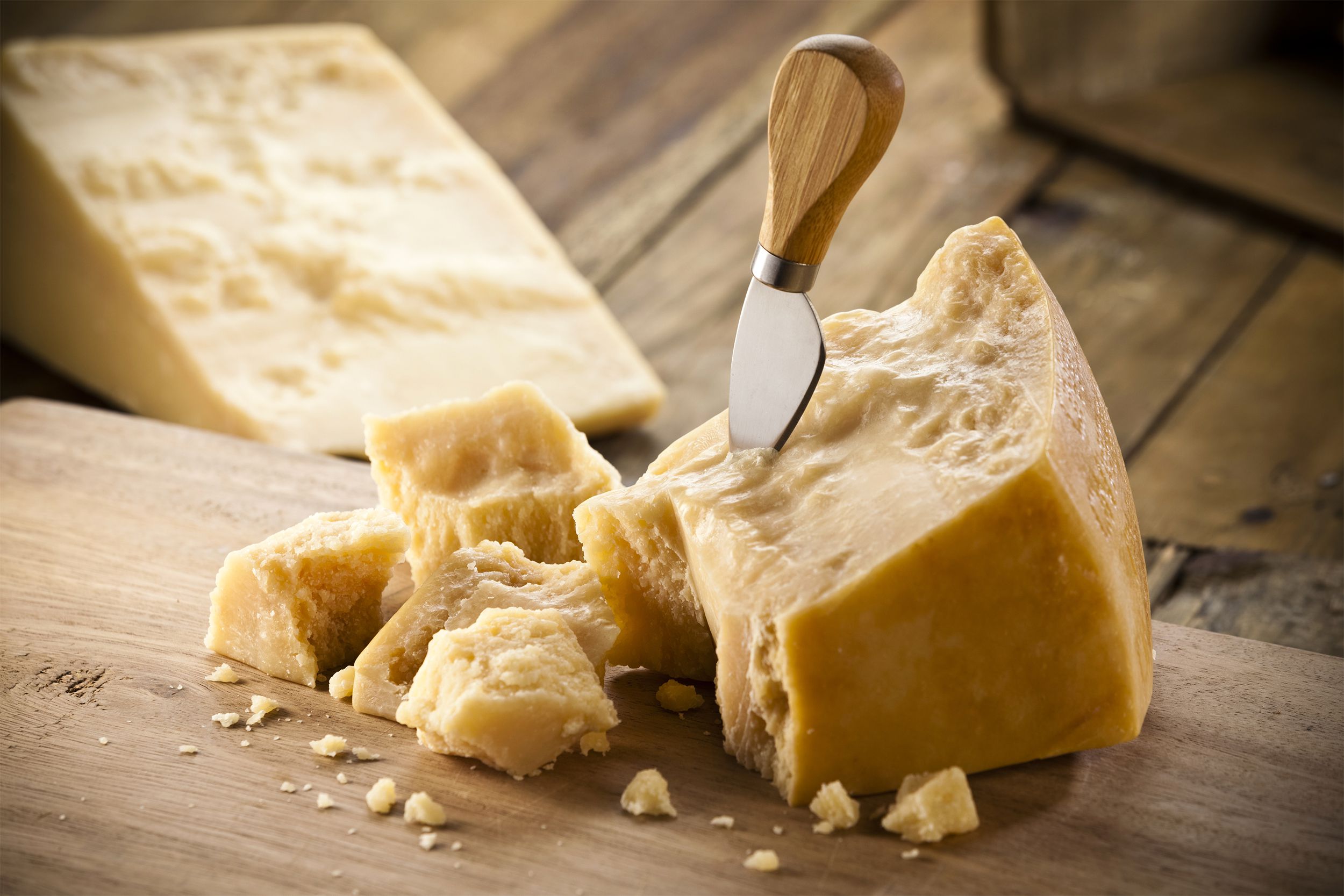 Wedge of parmesan cheese