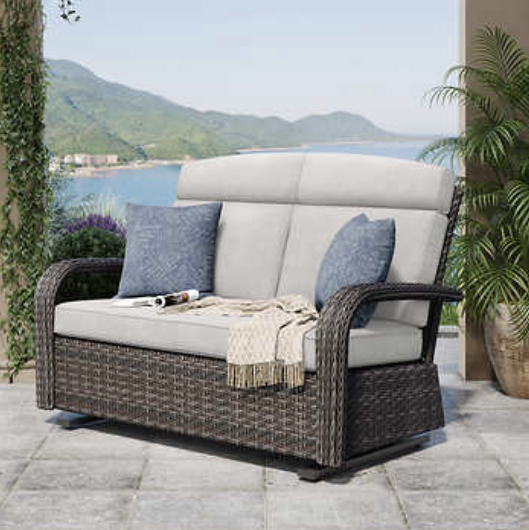 Grand Leisure Nogales Cushioned Glider Loveseat
