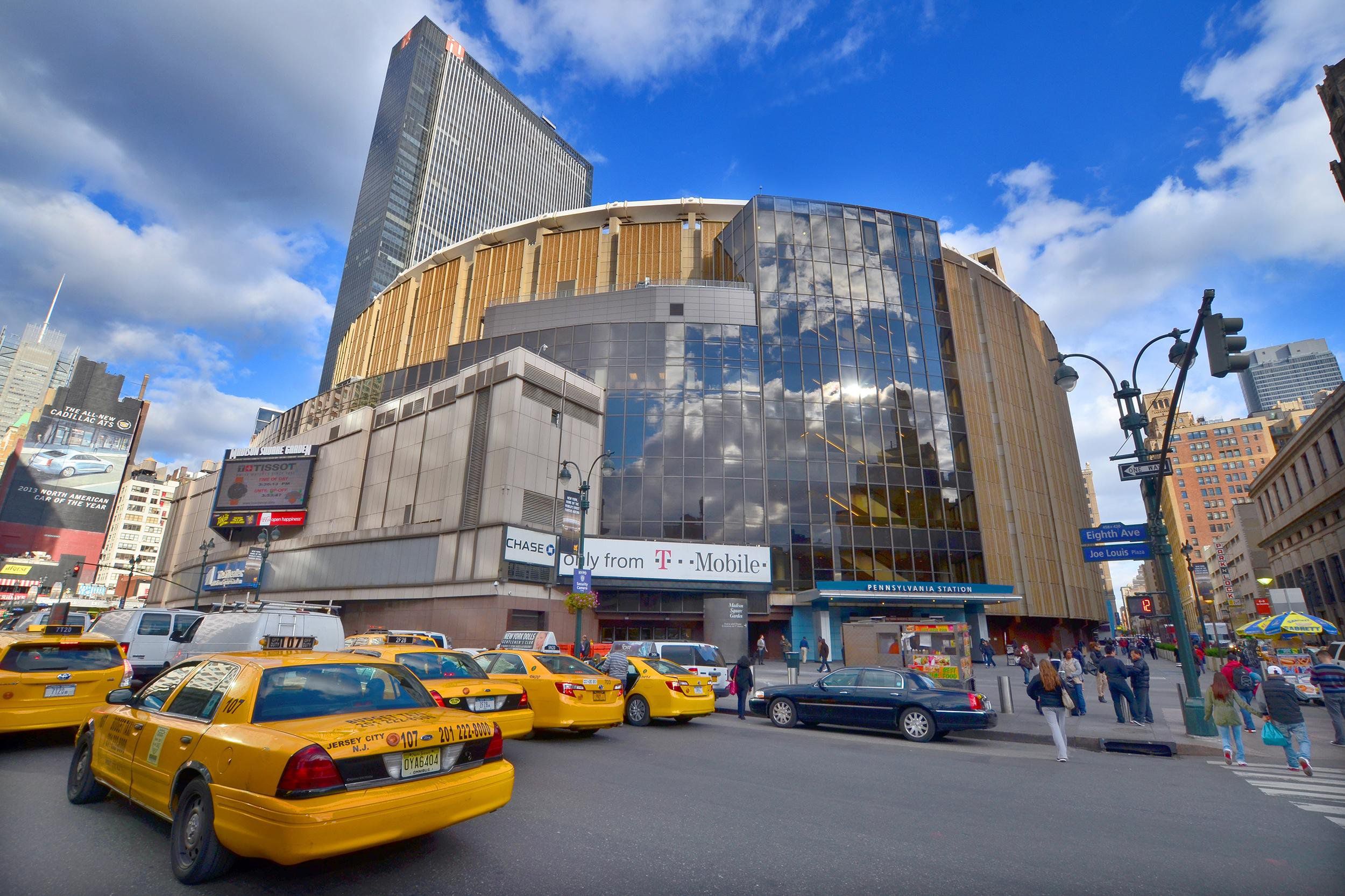 Madison Square Garden, New York City on a clear, sunny day