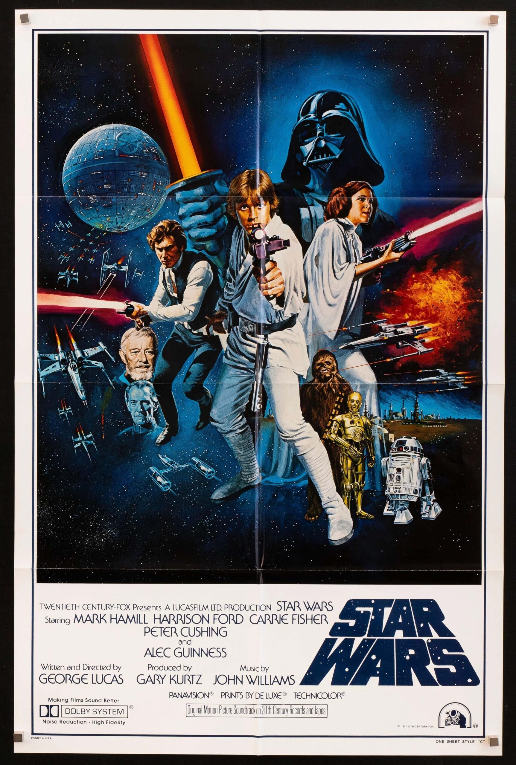 Movie poster for the 1977 film, Star Wars: A New Hope