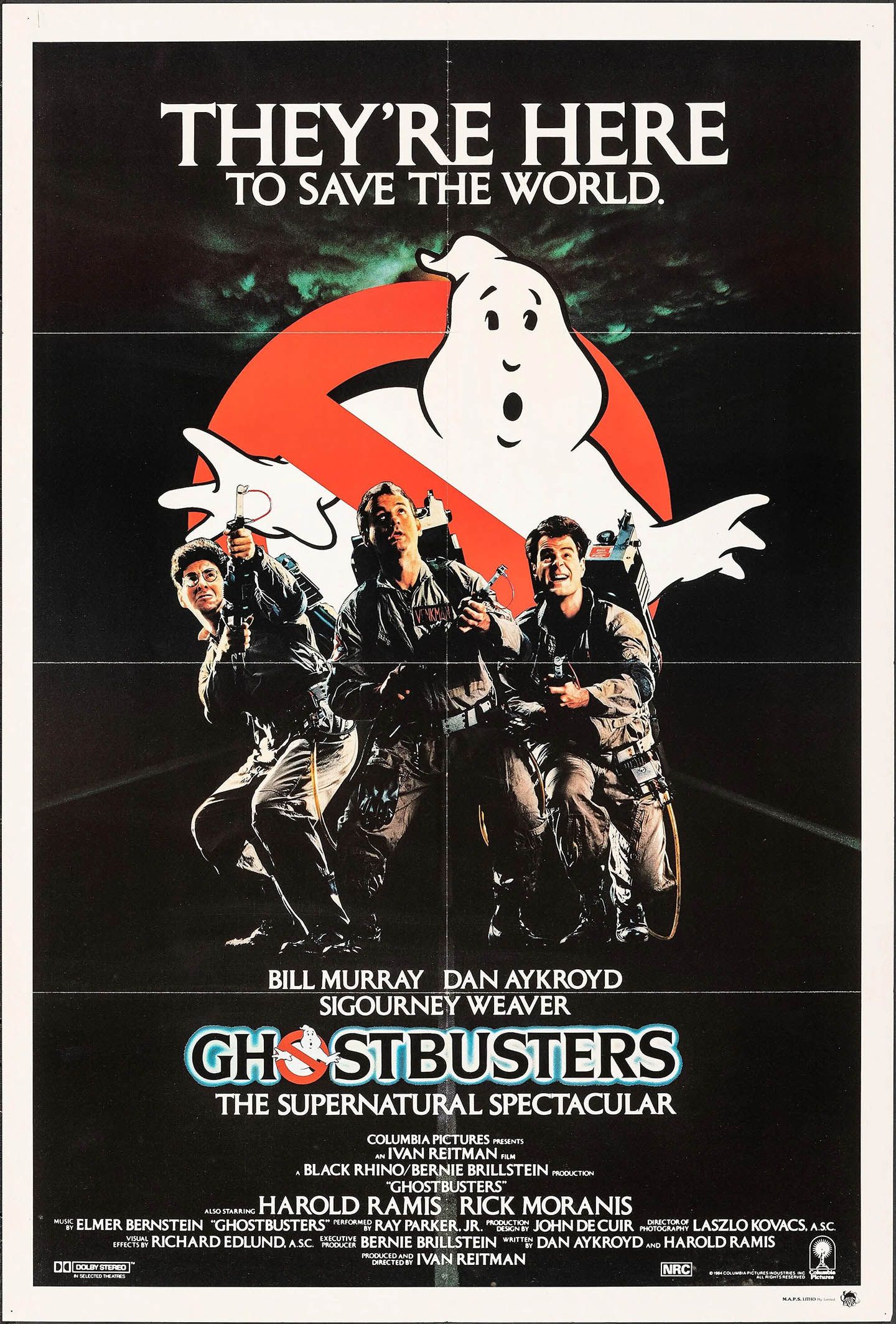 Movie poster for the 1984 film, Ghostbusters