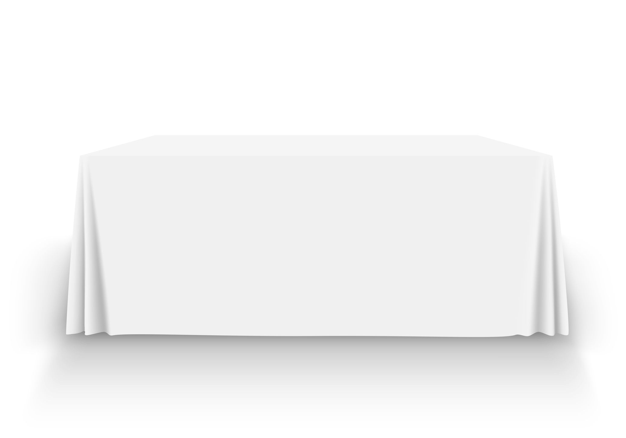 White tablecloth on the table empty mockup. Isolated vector illustration on a light background.