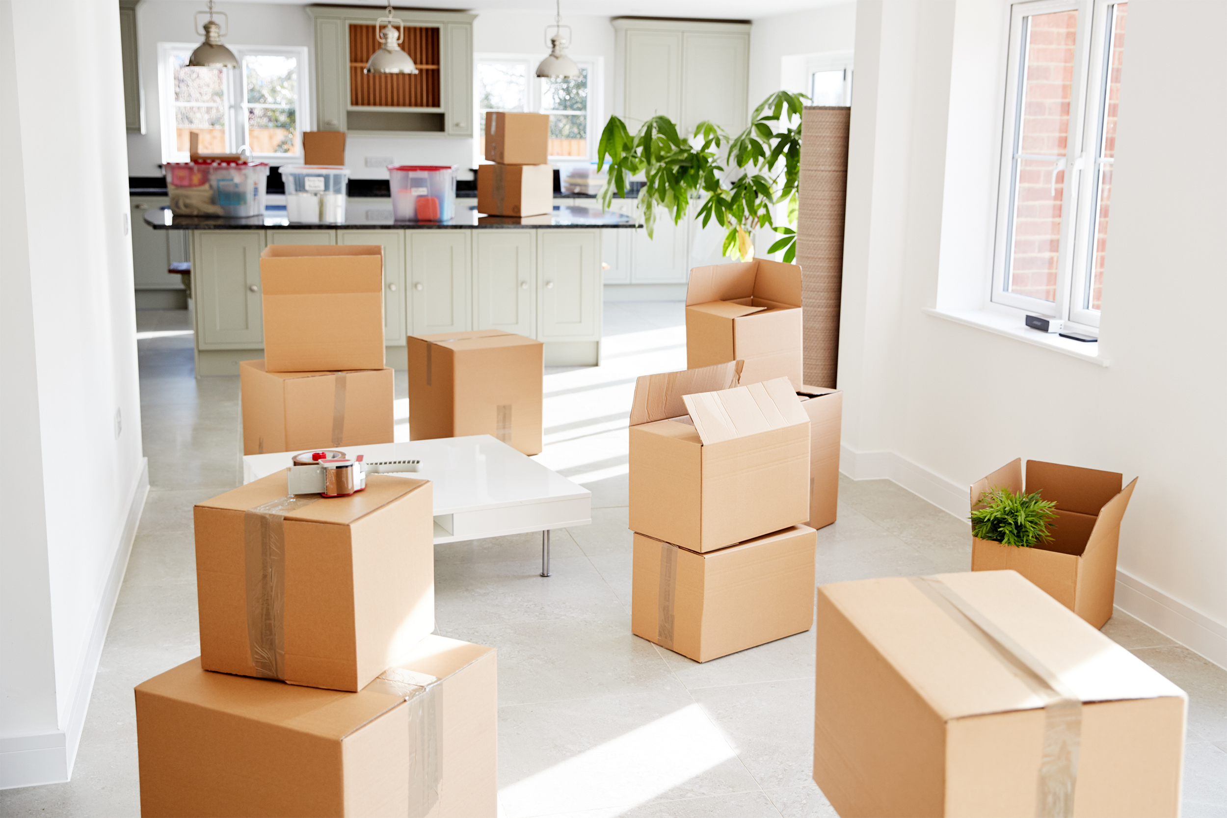 moving boxes in an empty house