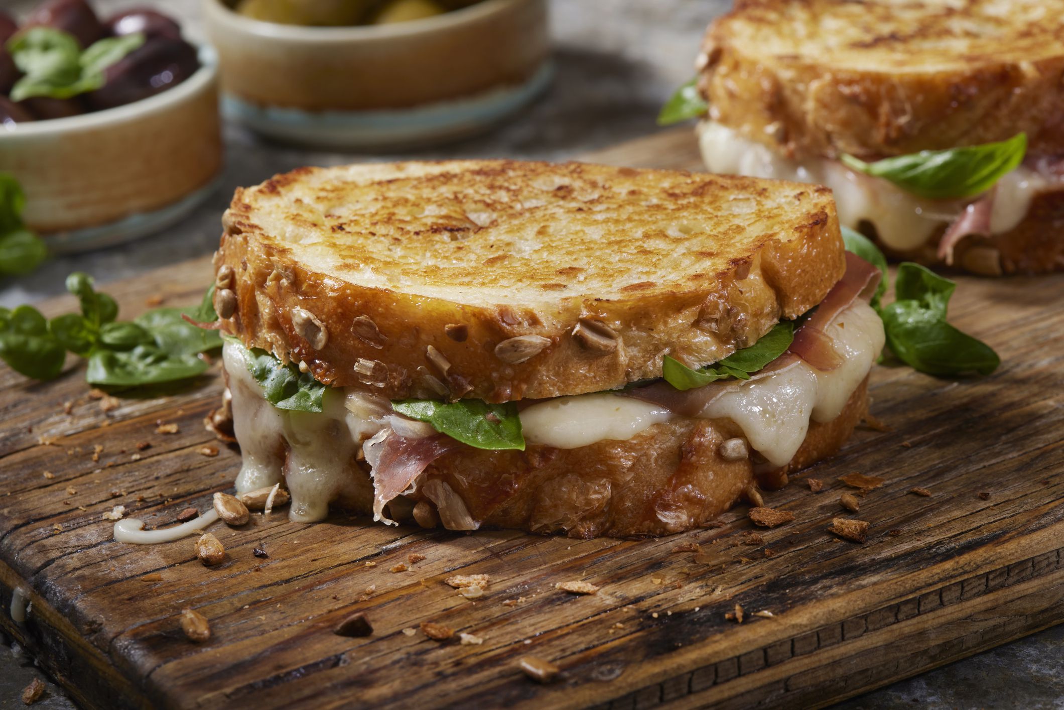 Grilled Cheese with Prosciutto, Brie and Fresh Basil