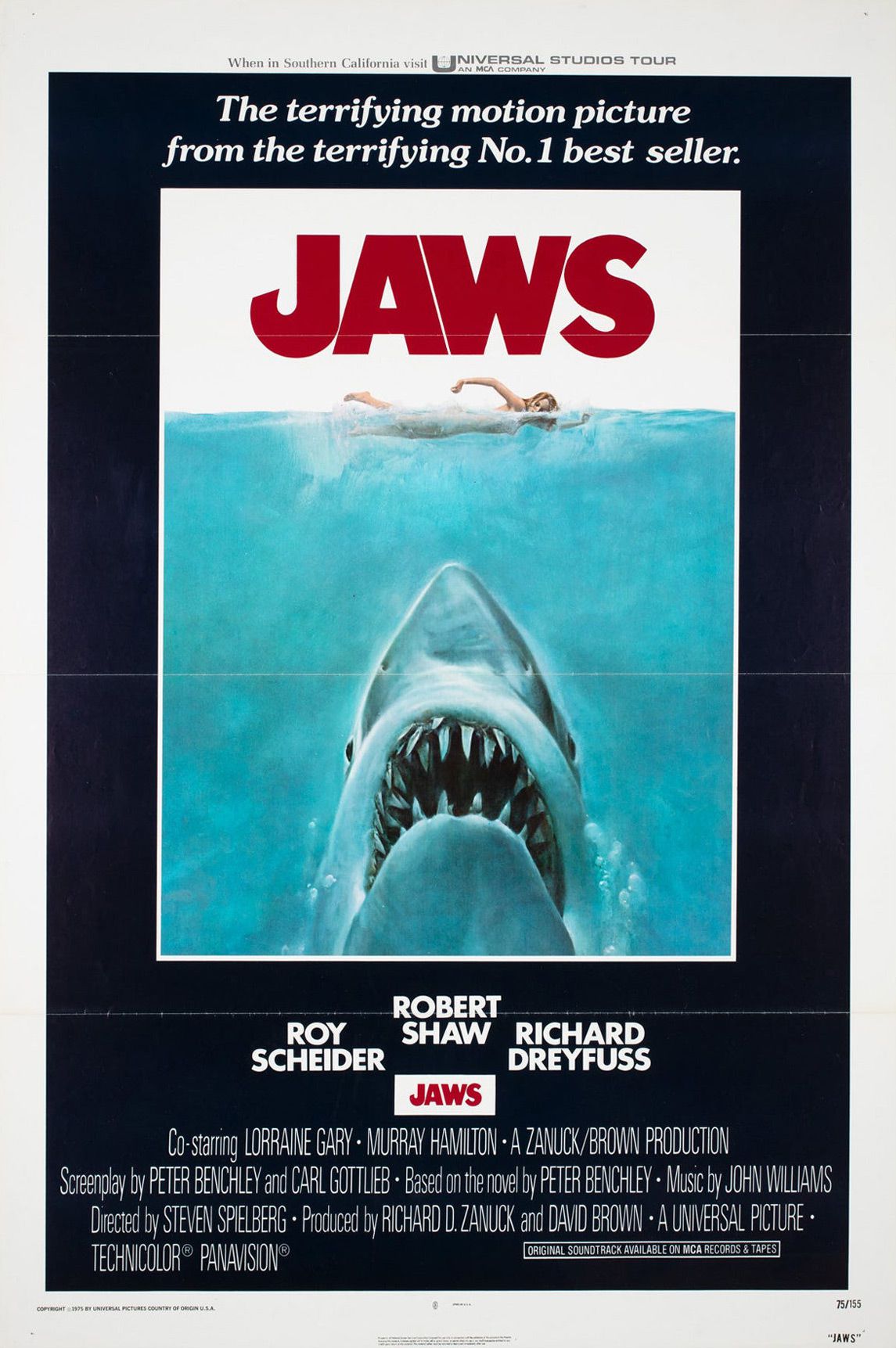 Movie poster for the 1975 film, Jaws