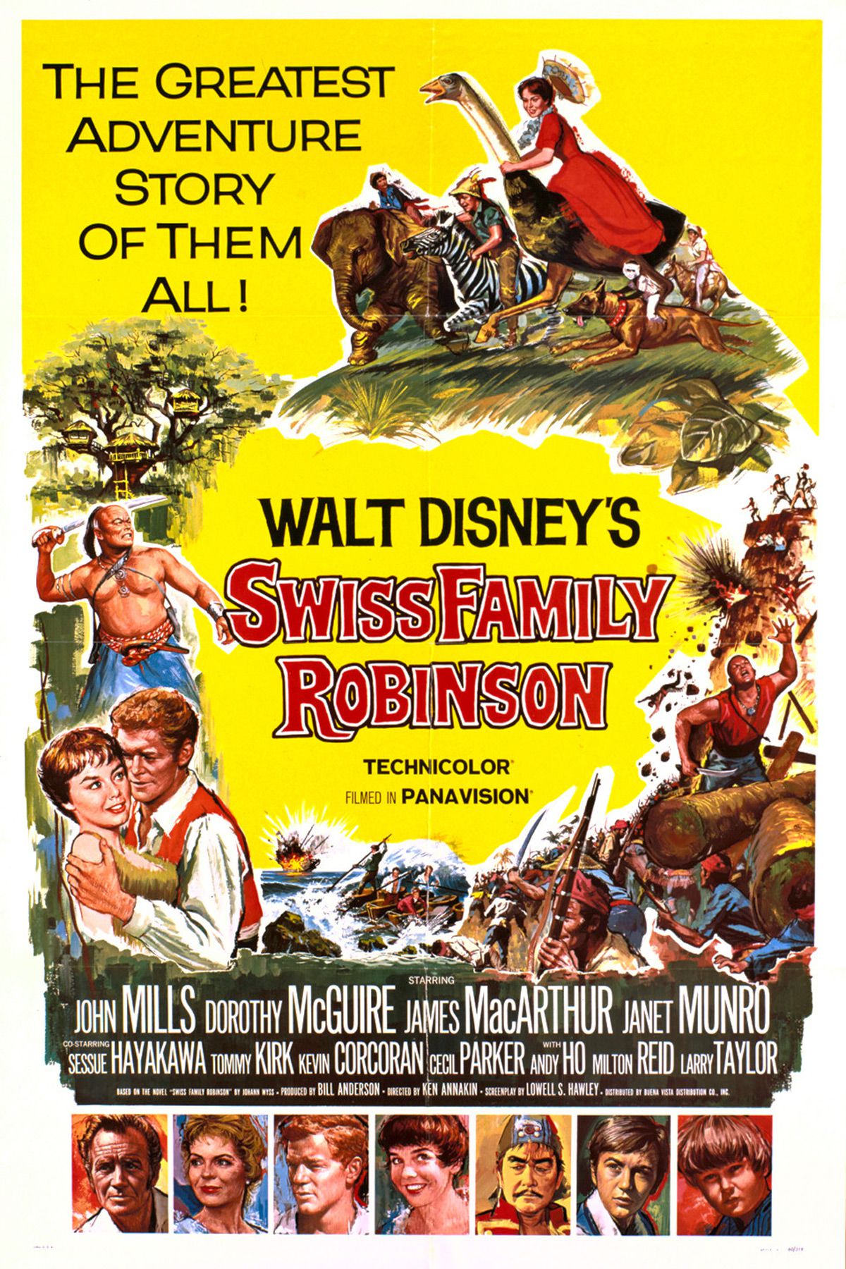 Movie poster for the 1960 film, Swiss Family Robinson