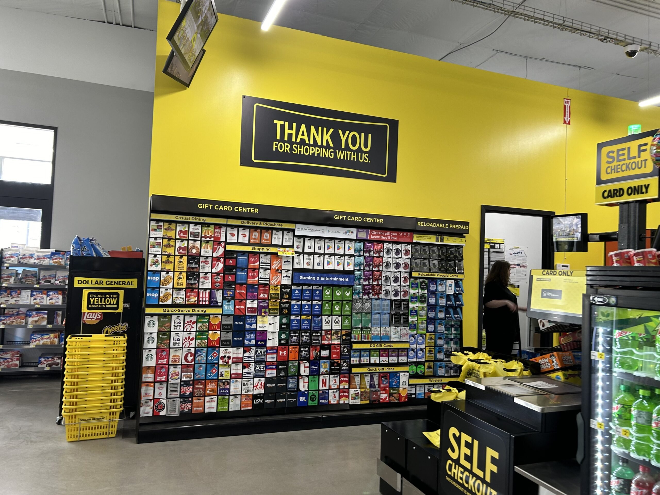 gift card wall at dg market