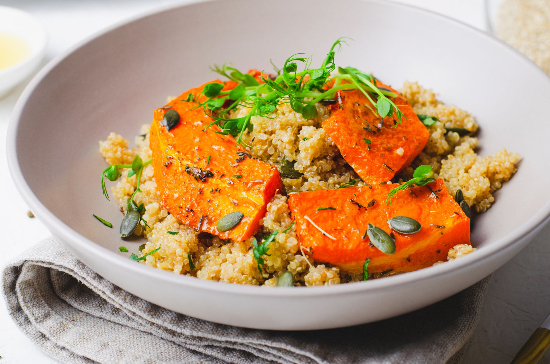Roasted Pumpkin Quinoa Bowl, Healthy Food, Vegan Eating