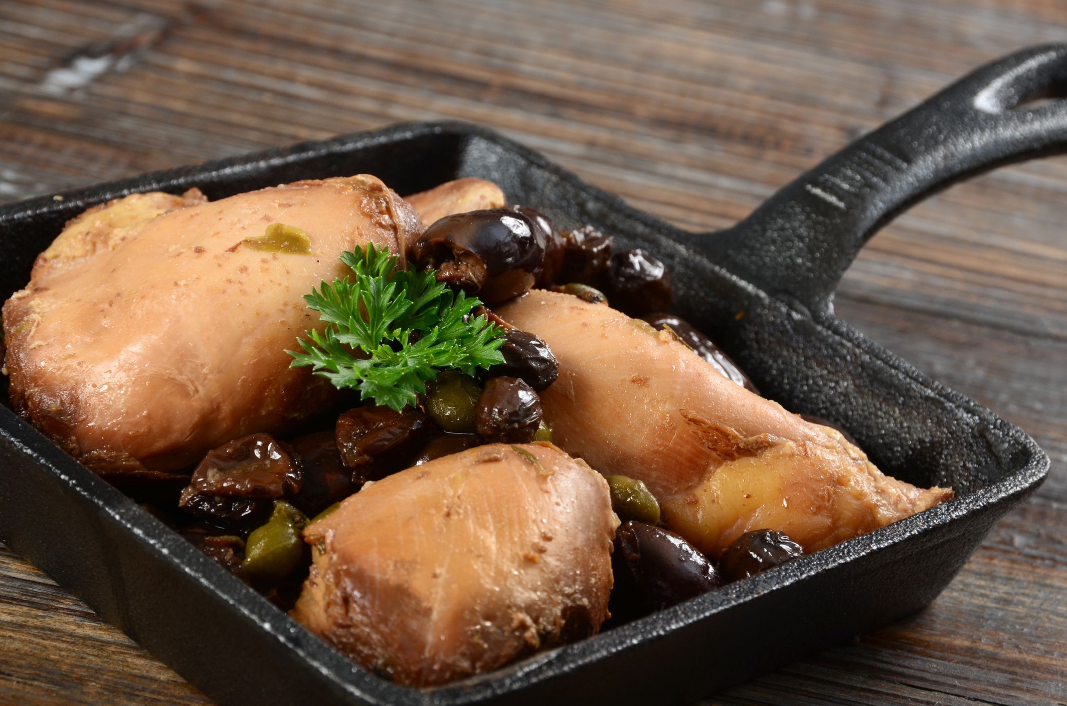 Chicken Marbella with olives, prunes and capers.